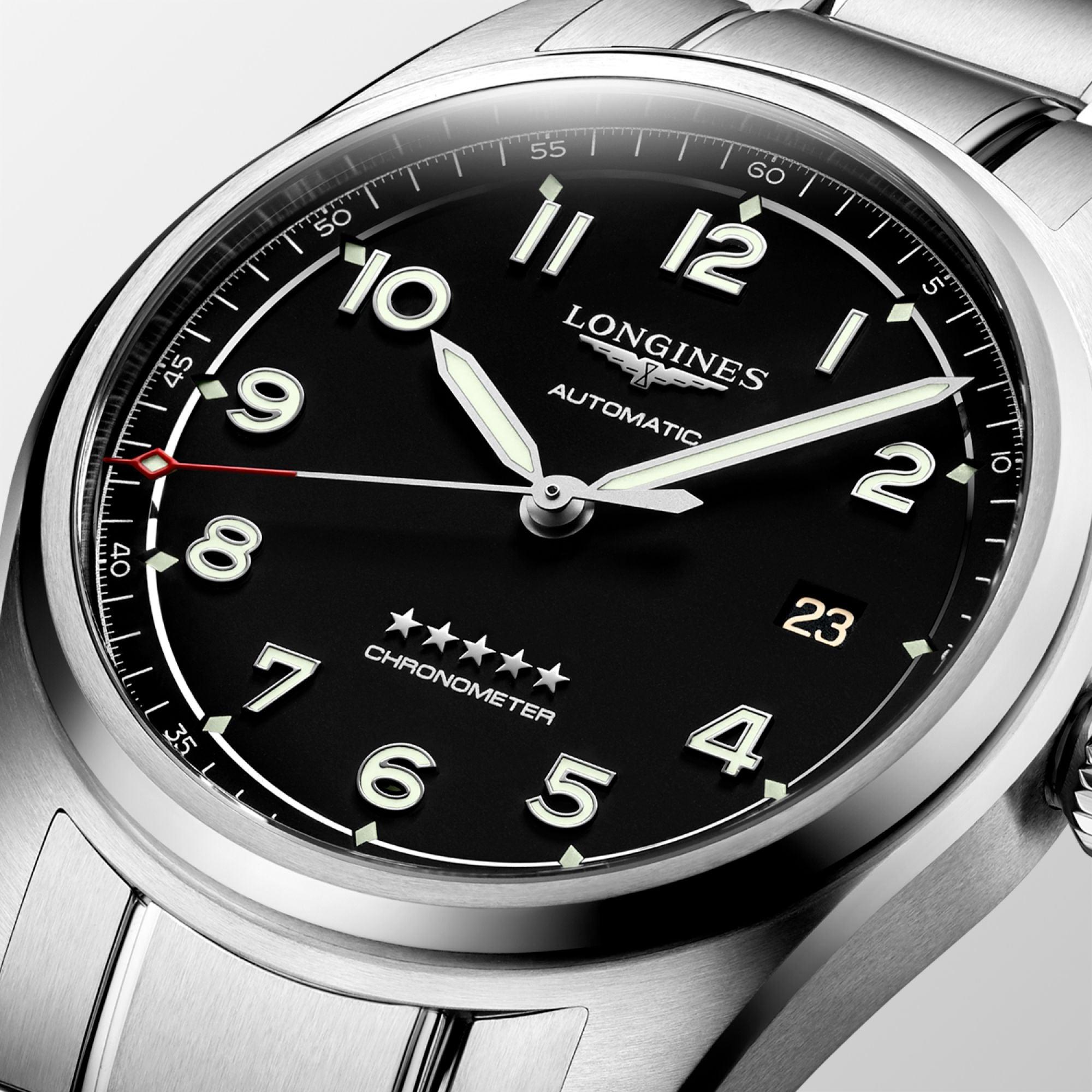 Longines orologio Spirit 40mm nero automatico acciaio L3.810.4.53.6
