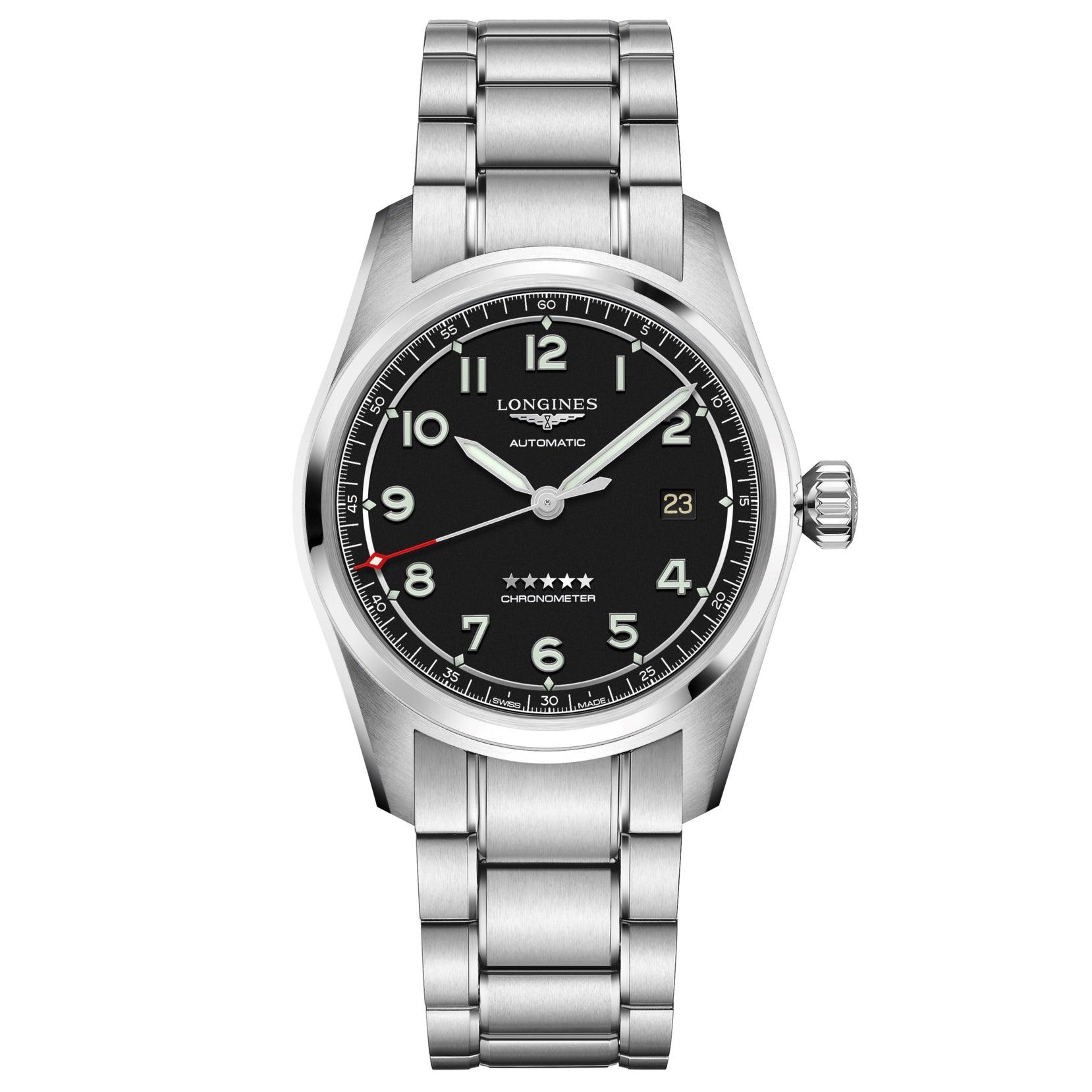 Longines orologio Spirit 42mm nero automatico acciaio L3.811.4.53.6