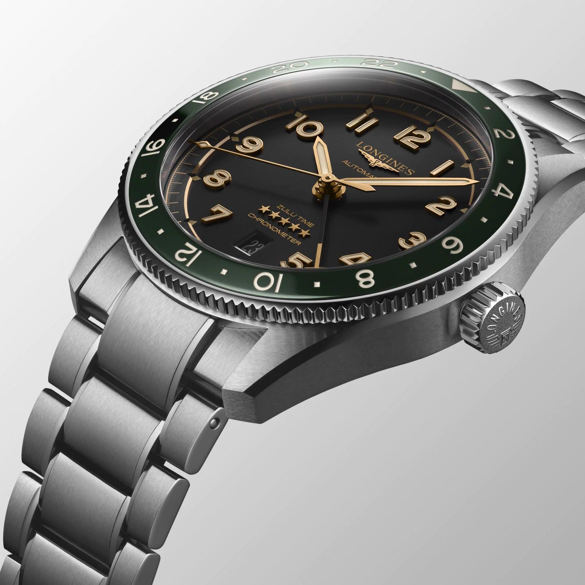 Longines orologio Spirit Zulu Time 42mm antracite automatico acciaio L3.812.4.63.6