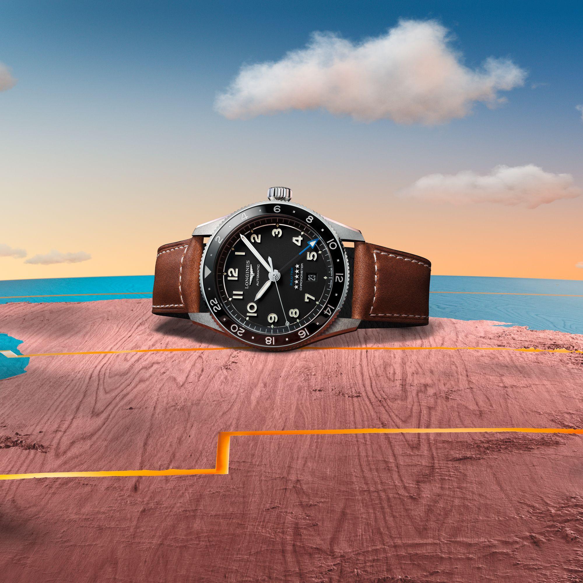 Longines orologio Spirit Zulu Time 42mm nero automatico acciaio L3.812.4.53.2