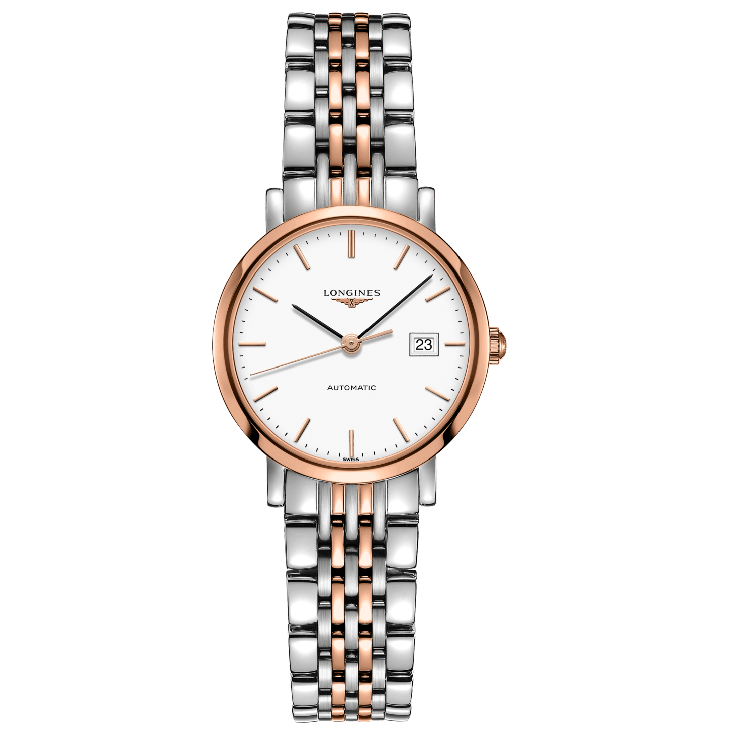Longines orologio The Longines Elegant Collection 29mm oro rosa 18kt bianco mat automatico acciaio L4.310.5.12.7