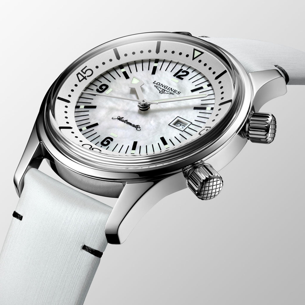 Longines orologio The Longines Legend Diver Watch 36mm madreperla automatico acciaio L3.374.4.80.0