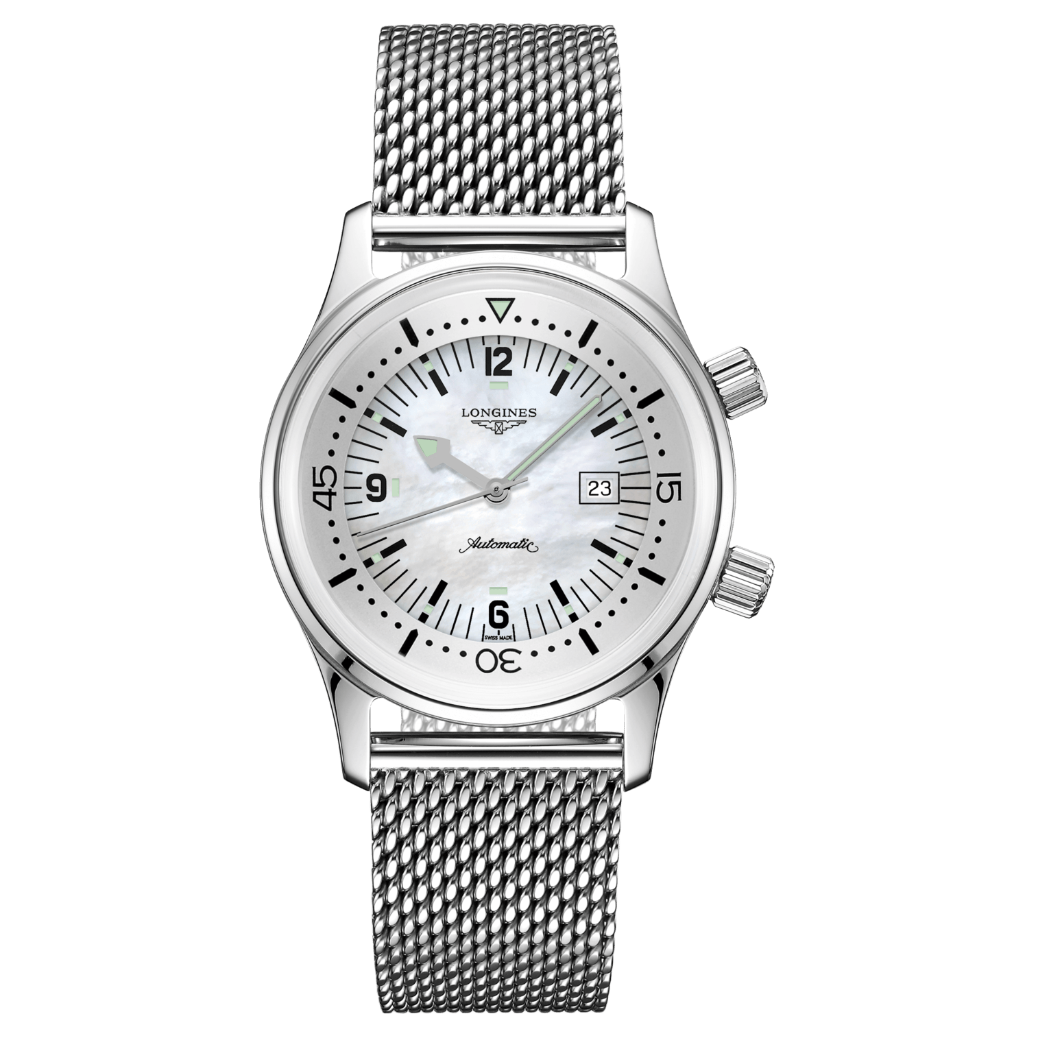 Longines orologio The Longines Legend Diver Watch 36mm madreperla automatico acciaio L3.374.4.80.6