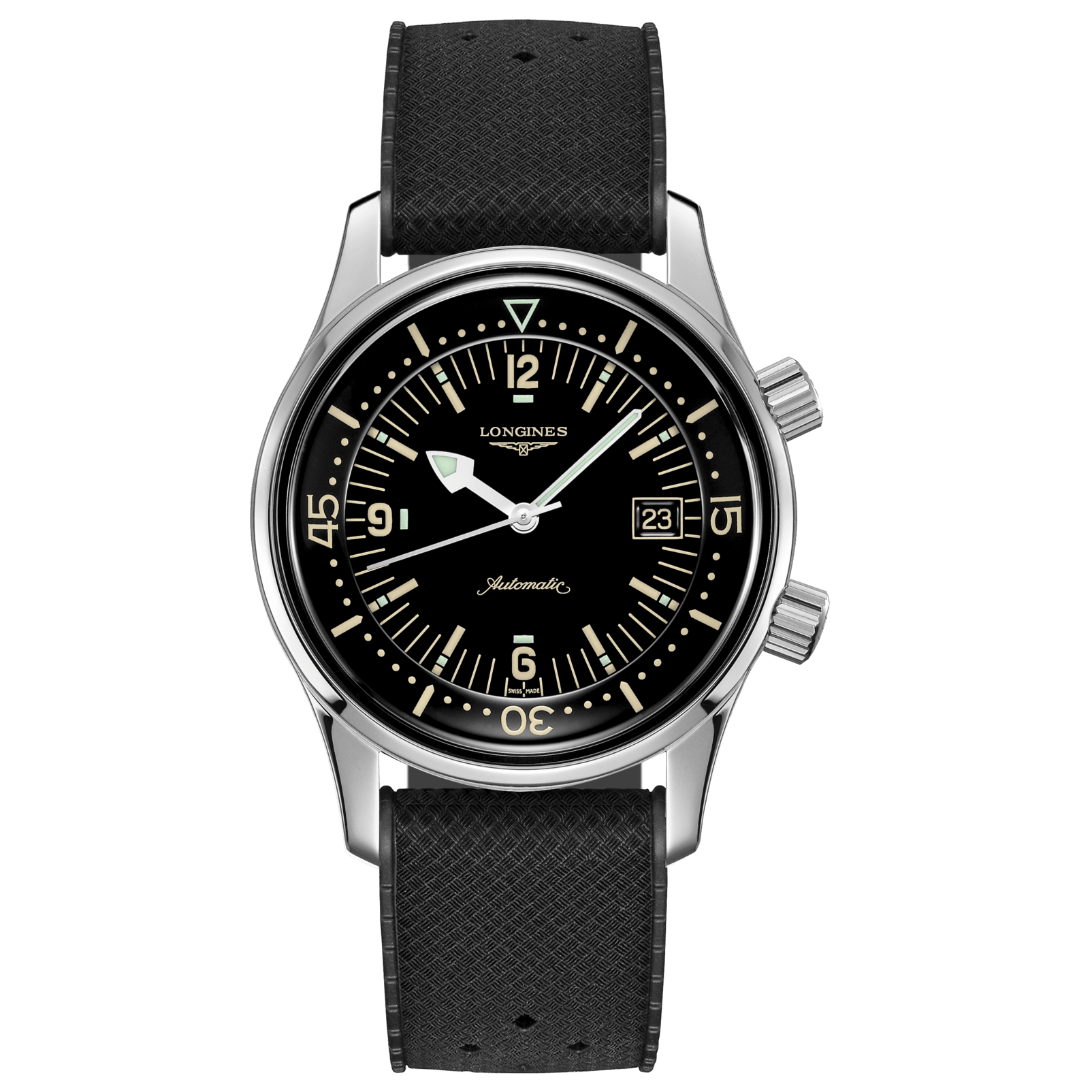 Longines orologio The Longines Legend Diver Watch 42mm nero automatico acciaio L3.774.4.50.9