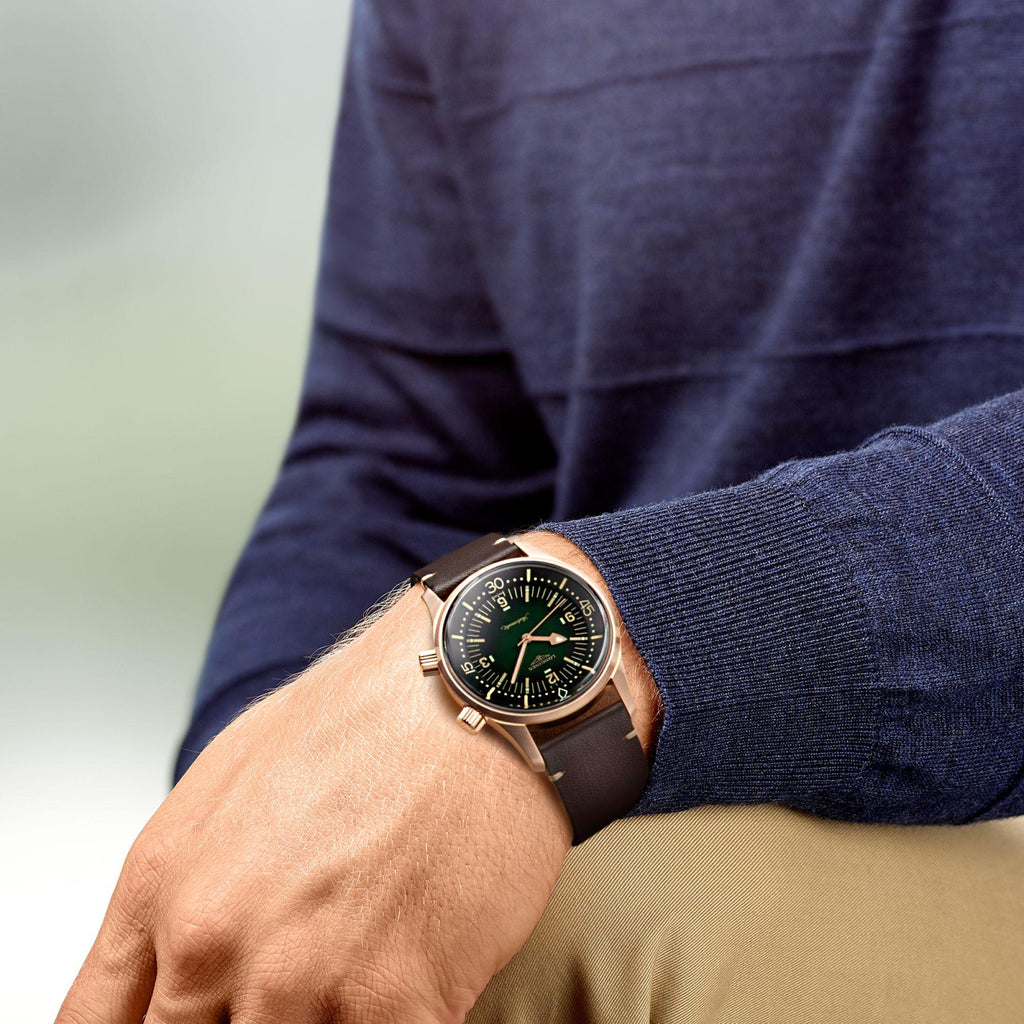 Longines orologio The Longines Legend Diver Watch 42mm verde automatico bronzo titanio L3.774.1.50.2