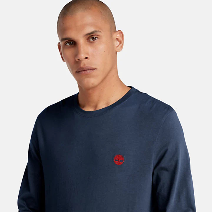 T-SHIRT GIROCOLLO A MANICHE LUNGHE DUNSTAN RIVER DA UOMO IN BLU MARINO