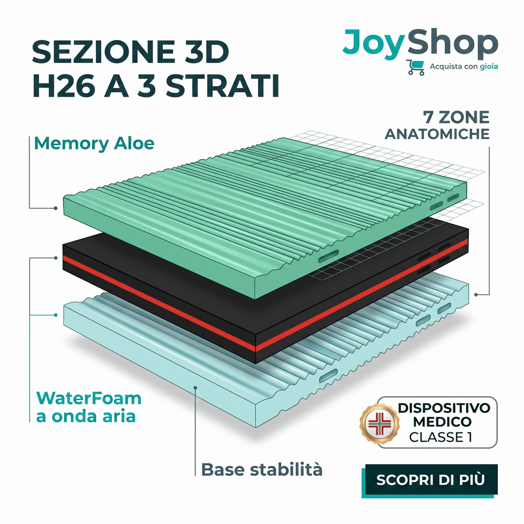 Materasso Memory Climatizzato – 7 Zone, 26 cm, Alta Portanza | CLIMA MEMORY