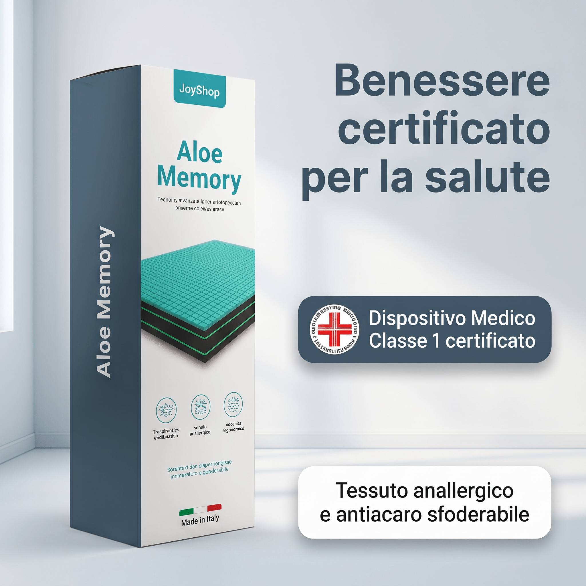 Materasso Memory Aloe Anatomico – 7 Zone, 24 cm, Alta Portanza | ALOE MEMORY