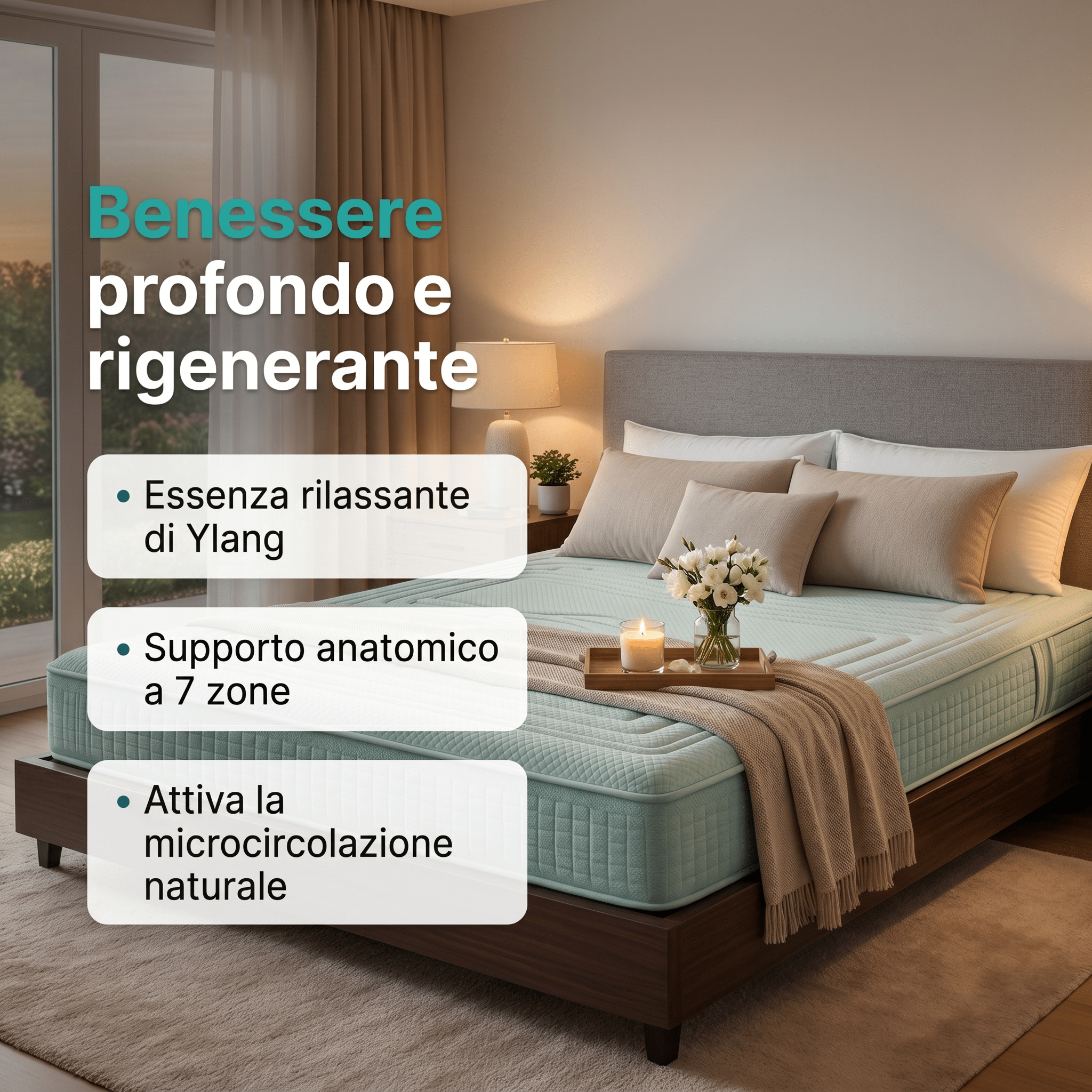 Materasso Memory BioCeramica – 7 Zone, 24 cm, Semirigido | YLANG