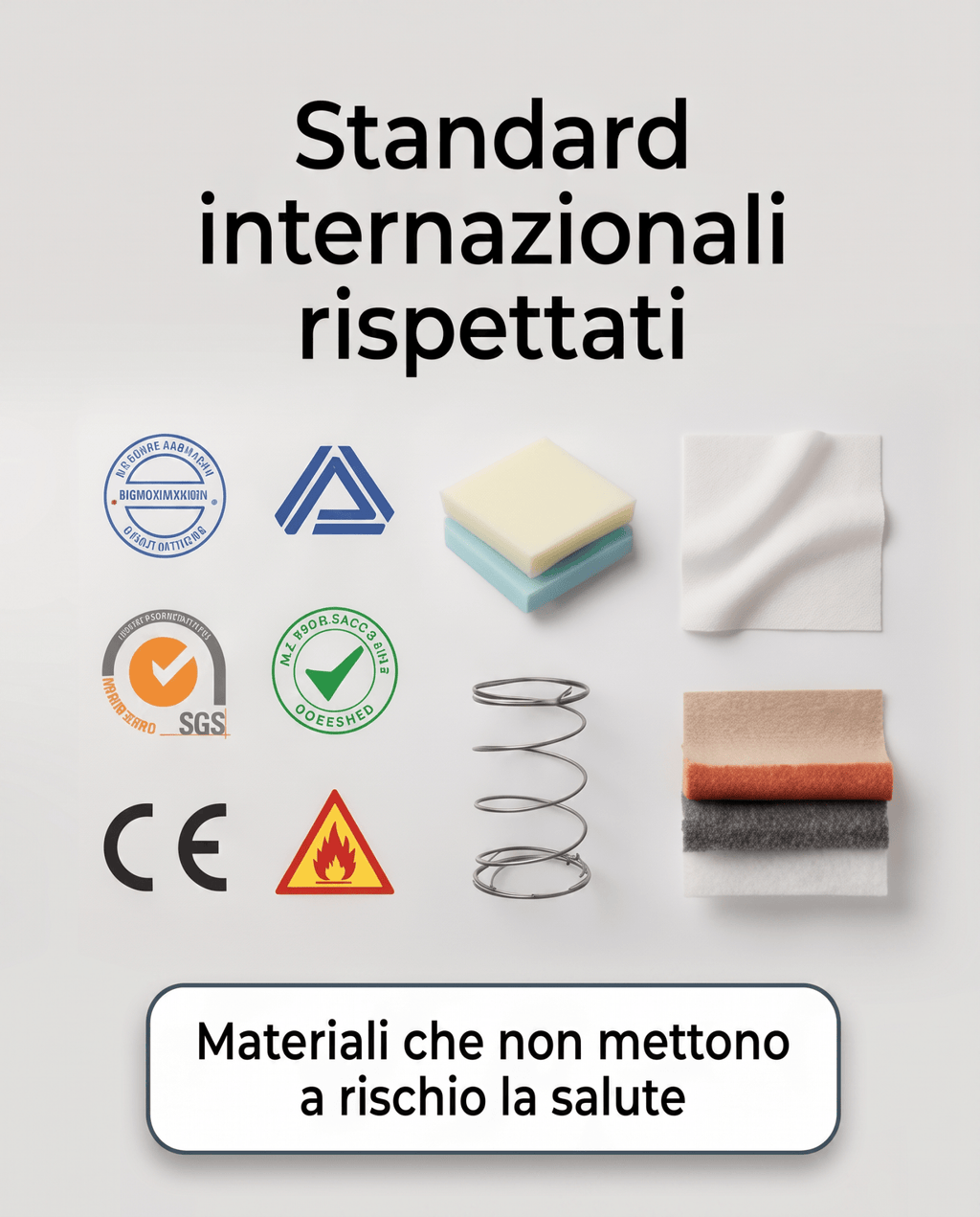 Materasso Modulare Espanso Modello Divano Letto Ignifugo Certificato Classe 1 IM H14 cm