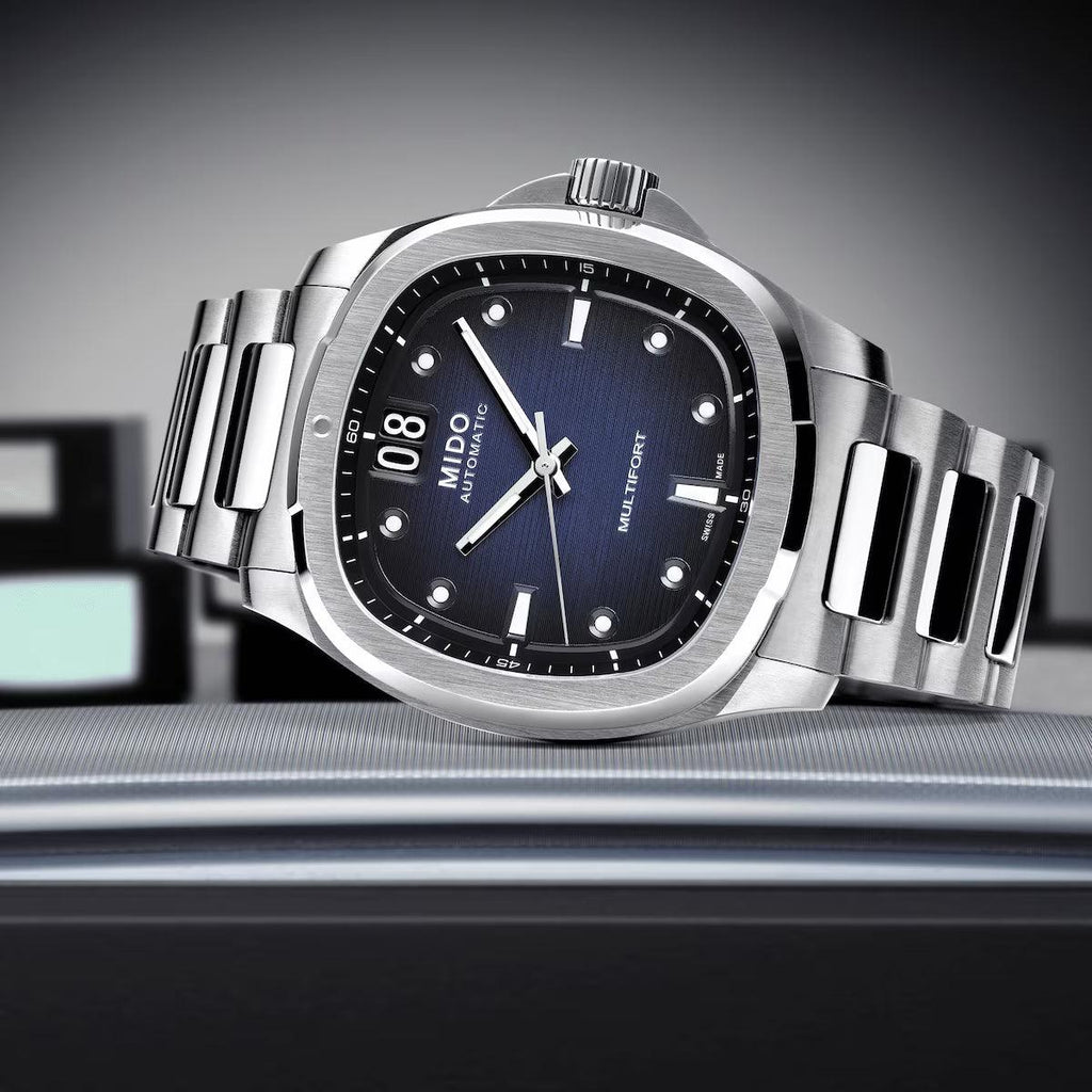 Mido orologio Multifort TV Big Date 40mm blu acciaio automatico M049.526.11.041.00