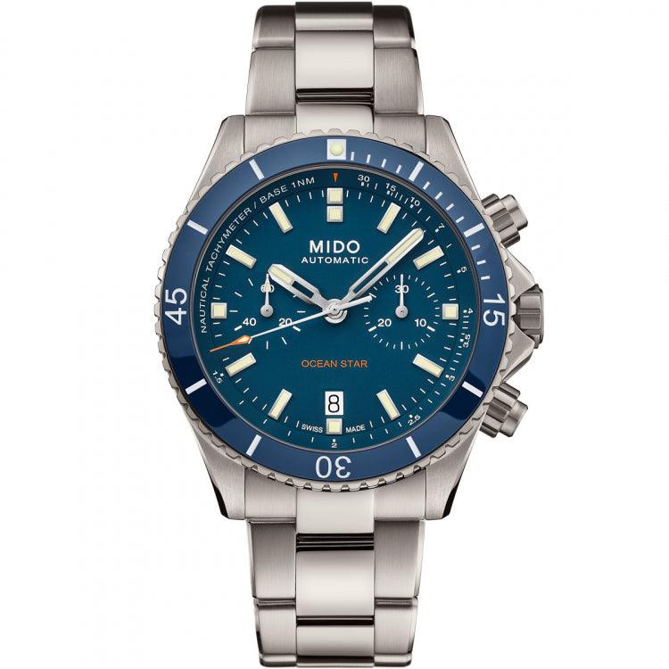 Mido orologio Ocean Star Chronograph 44mm blu automatico titanio M026.627.44.041.00