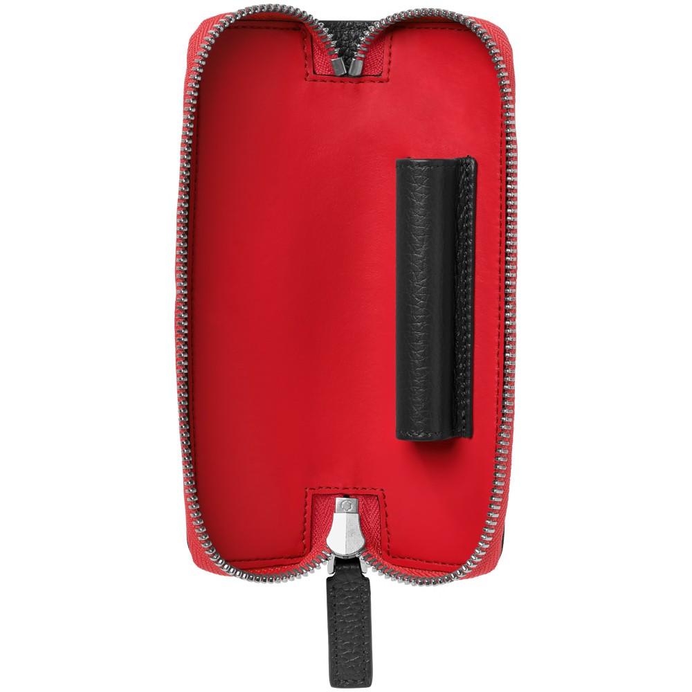 Montblanc astuccio per 1 strumento da scrittura con cerniera chiusura completa rossa Meisterstück Soft Grain nero 124130