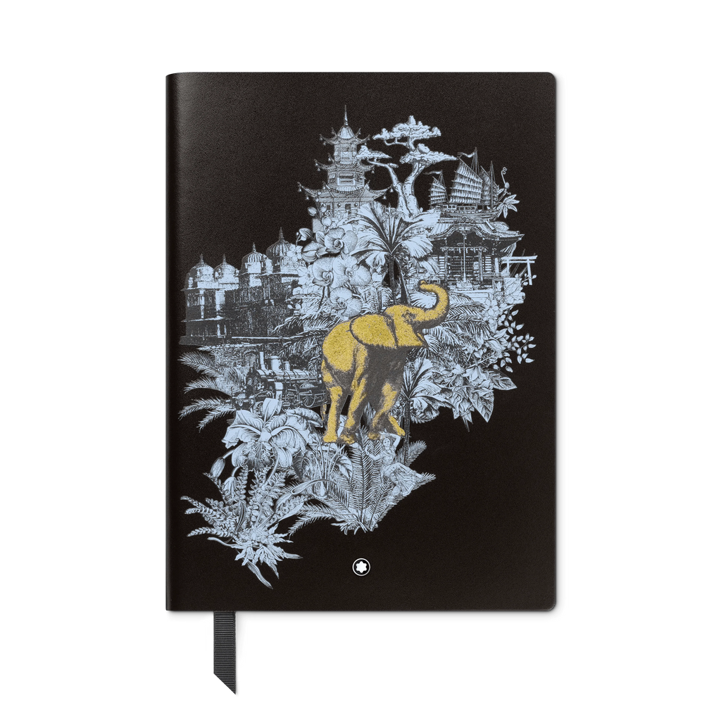 Montblanc blocco note #163 medio a righe Meisterstück Around the World in 80 Days marrone 130289