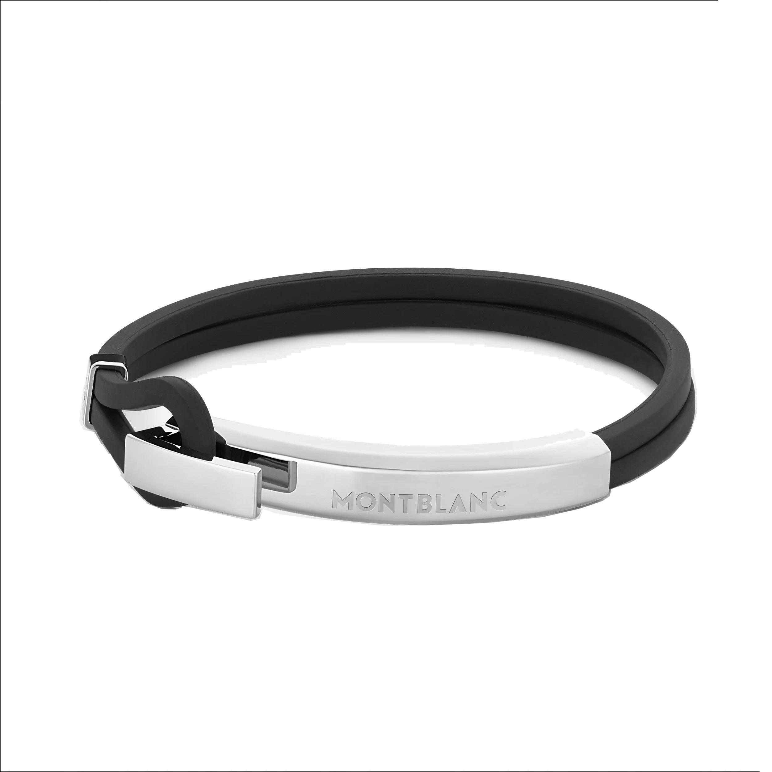 Montblanc bracciale in caucciù nero e acciaio Wrap Me 126135