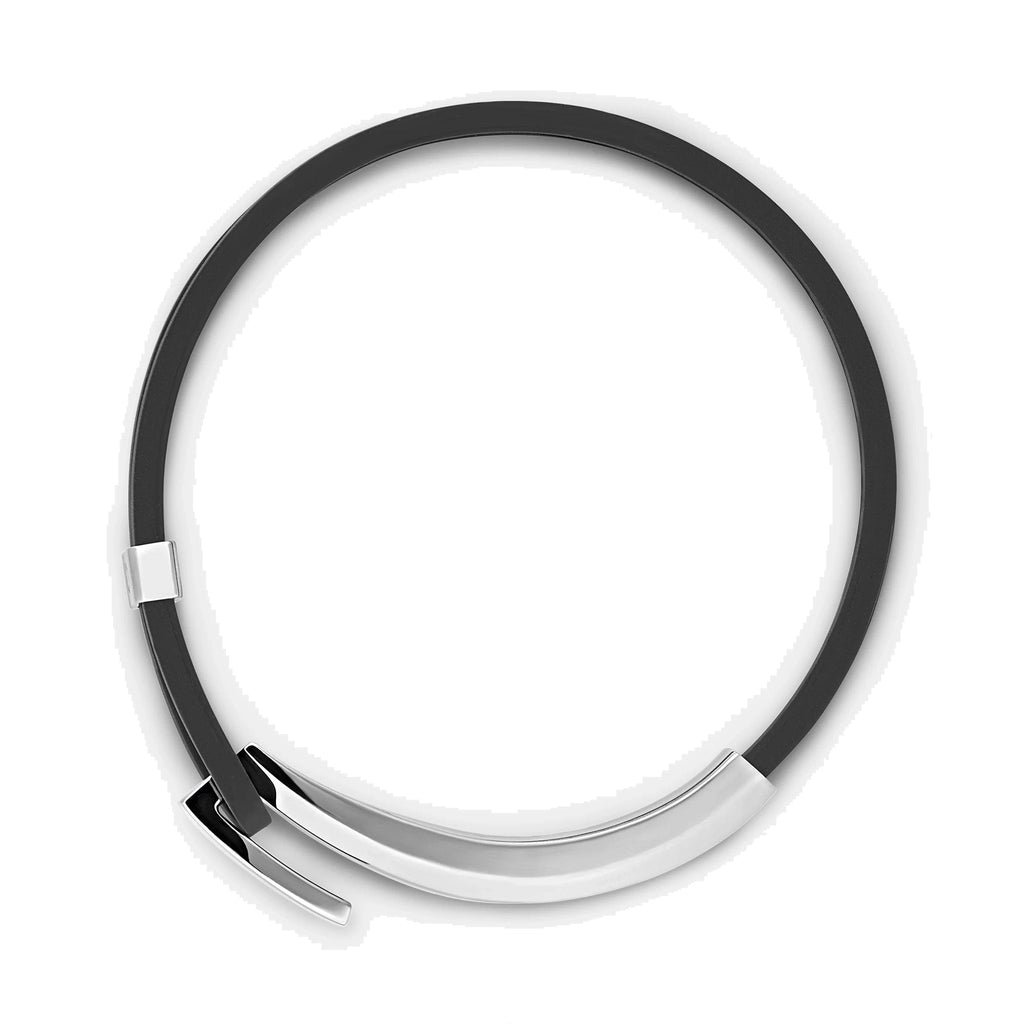 Montblanc bracciale in caucciù nero e acciaio Wrap Me 126135