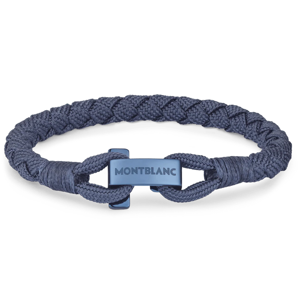 Montblanc bracciale Meisterstück Glacier nylon acciaio PVD blu misura M 12951463
