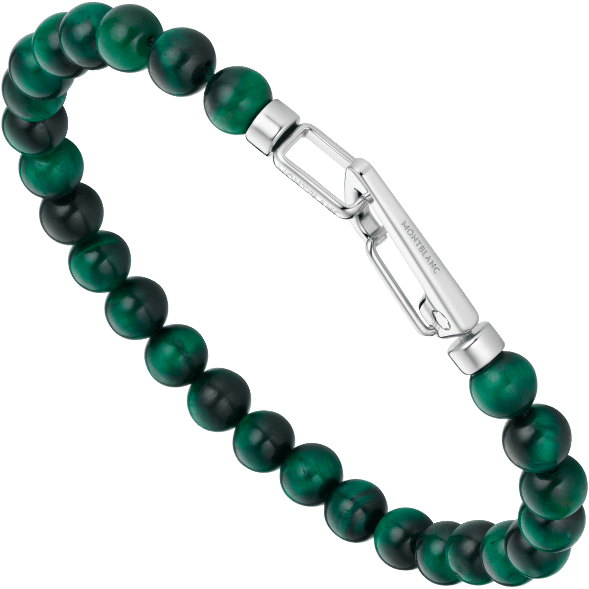 Montblanc bracciale Wrap Me acciaio e occhio di tigre verde misura L 12596568