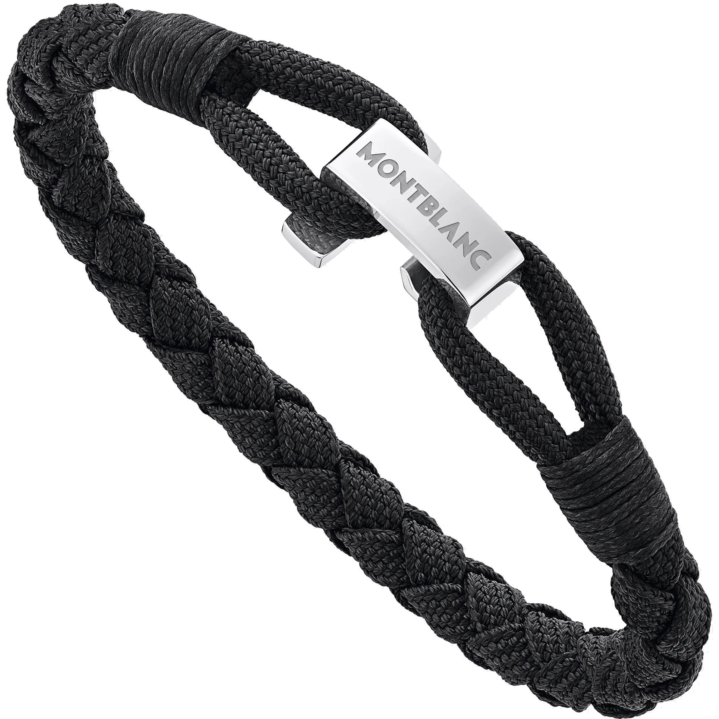 Montblanc bracciale Wrap Me nero in nylon e acciaio misura M 12838263
