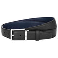 Montblanc cintura 32mm fibbia rettangolare pelle Soft Grain reversibile nera/blu 128766