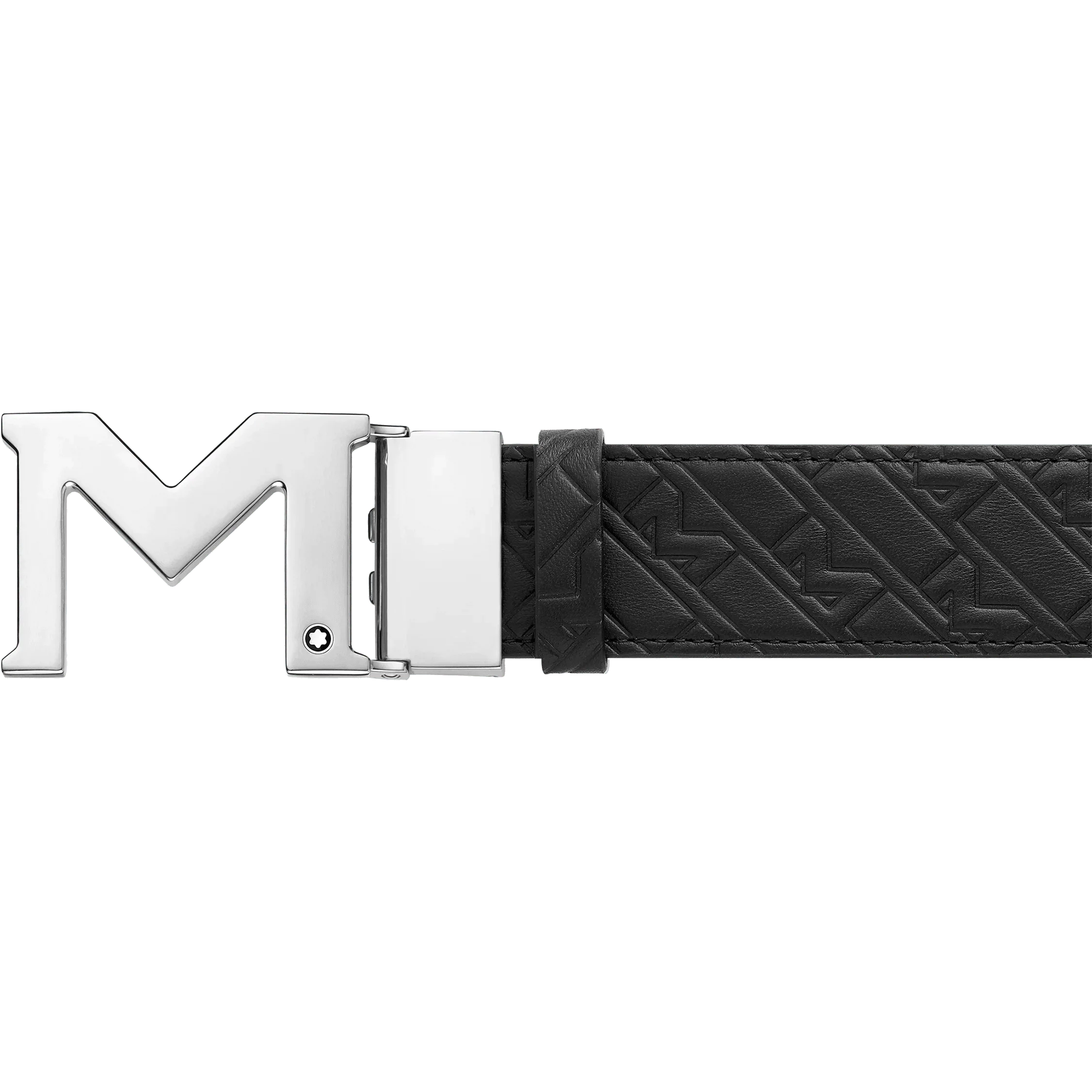 Montblanc cintura 35mm con fibbia M in pelle nera/blu reversibile misura regolabile 128787