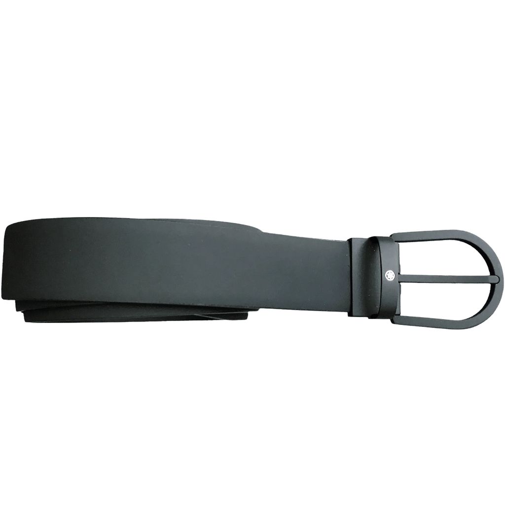 Montblanc cintura 35mm fibbia nera gommata e pelle nera gommata 129431