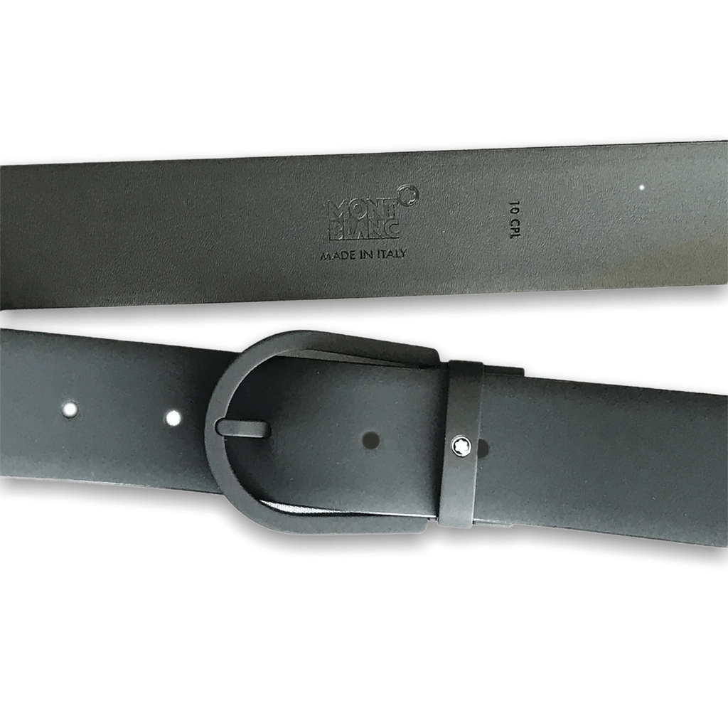 Montblanc cintura 35mm fibbia nera gommata e pelle nera gommata 129431