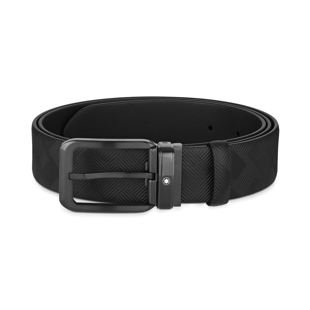 Montblanc cintura 35mm fibbia rettangolare PVD nero reversibile in pelle Extreme 3.0 nero 130587