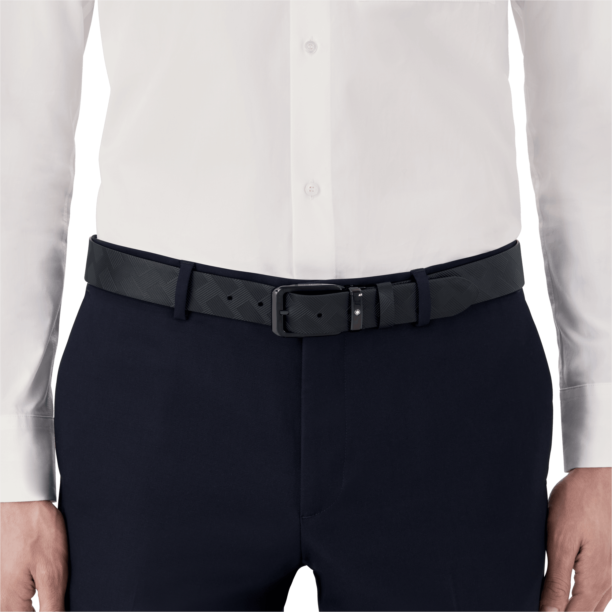 Montblanc cintura 35mm fibbia rettangolare PVD nero reversibile in pelle Extreme 3.0 nero 130587