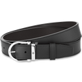 Montblanc cintura 35mm reversibile in pelle nera/marrone con fibbia a ferro di cavallo 128783