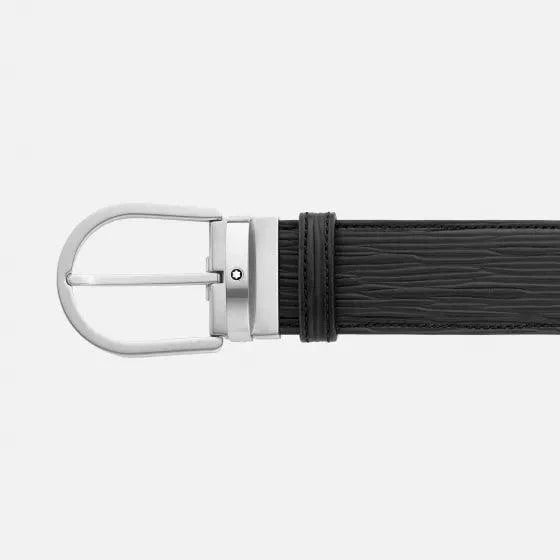 Montblanc cintura 40mm con fibbia a ferro di cavallo in pelle nera misura regolabile 131172