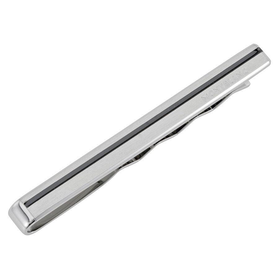 Montblanc fermacravatta Urban Speed acciaio pregiato e striscia in lacca nera 113029