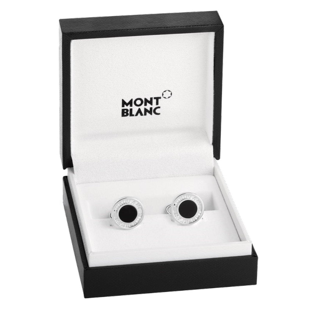 Montblanc gemelli in argento con inserto in onice Essential Sartorial 116644