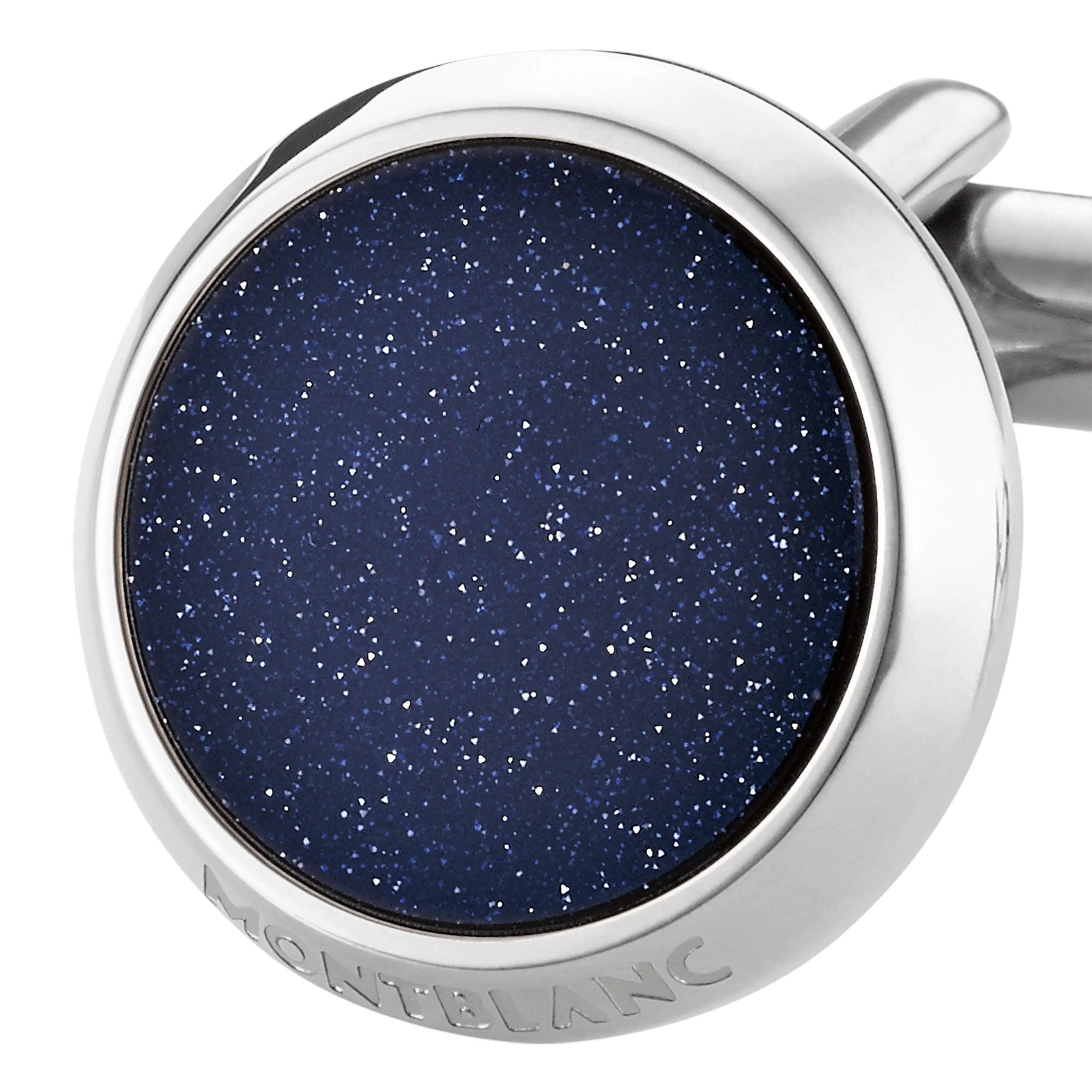 Montblanc gemelli Meisterstück acciaio inserto pietra del sole 112906
