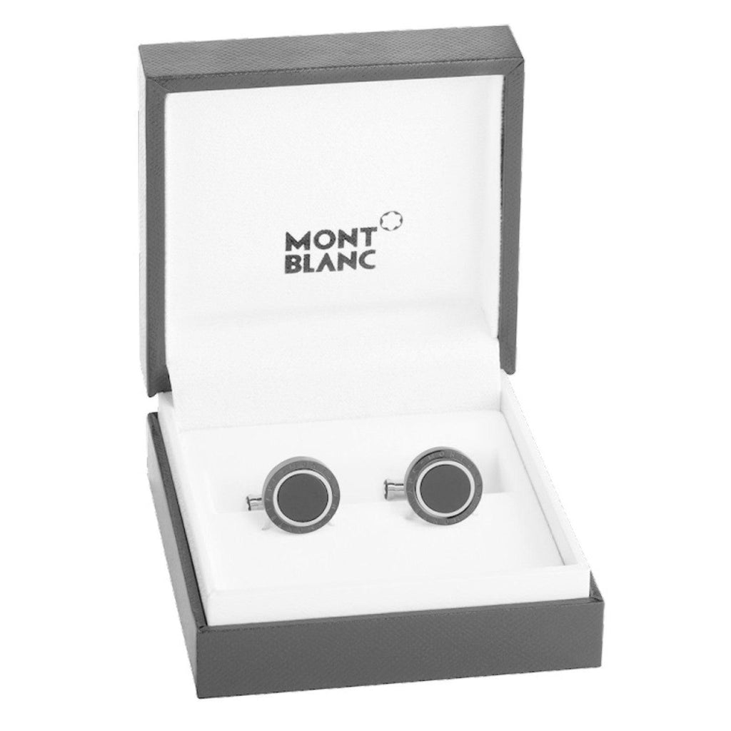 Montblanc gemelli Meisterstuck acciaio onice 116665