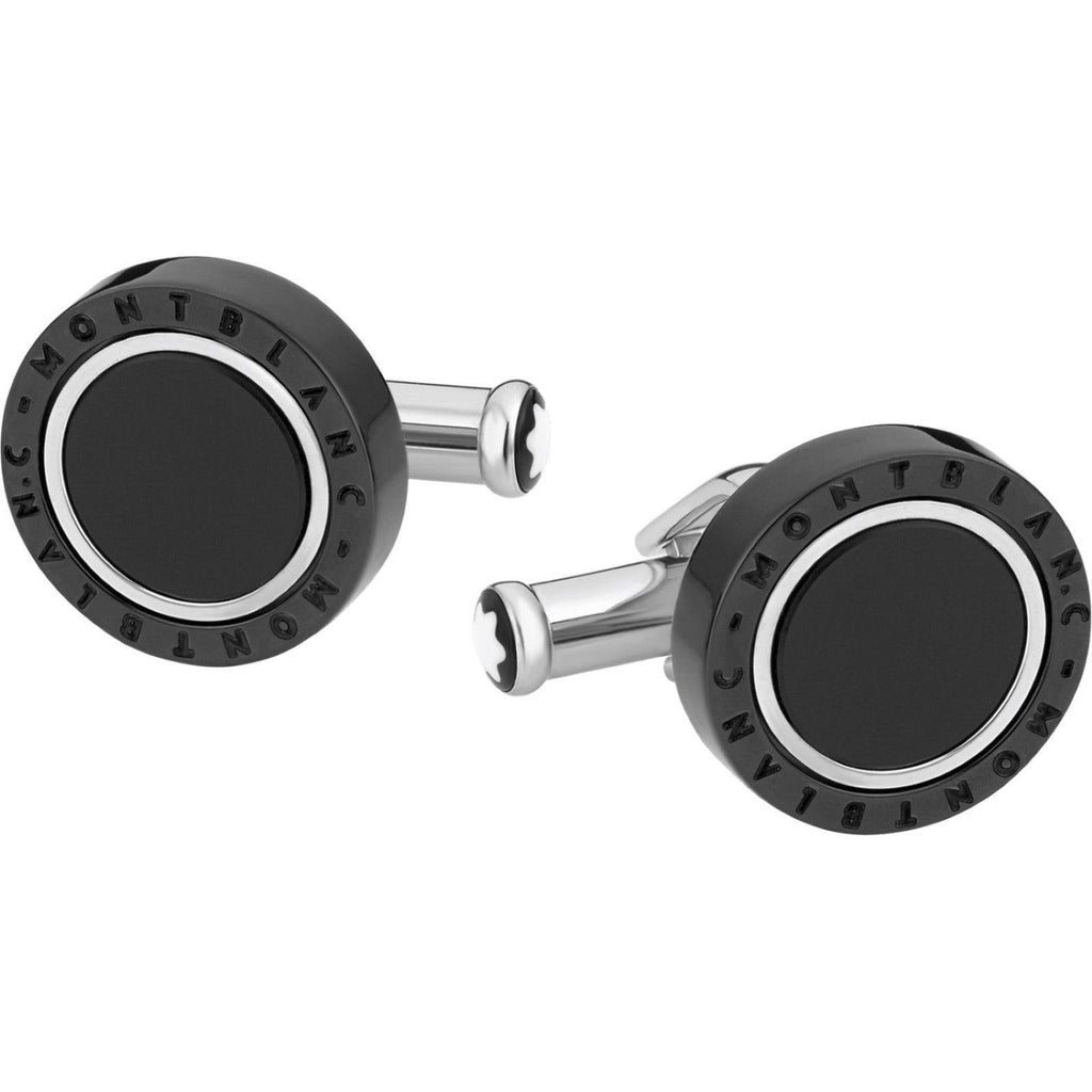 Montblanc gemelli Meisterstuck acciaio onice 116665