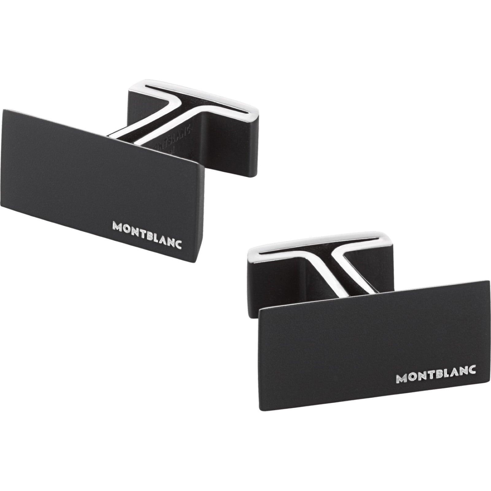 Montblanc gemelli rettangolari in acciaio e PVD nero 114761