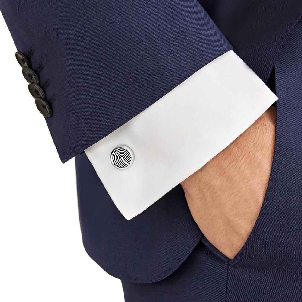 Montblanc gemelli rotondi in acciaio con motivo a impronta digitale Sartorial 123800