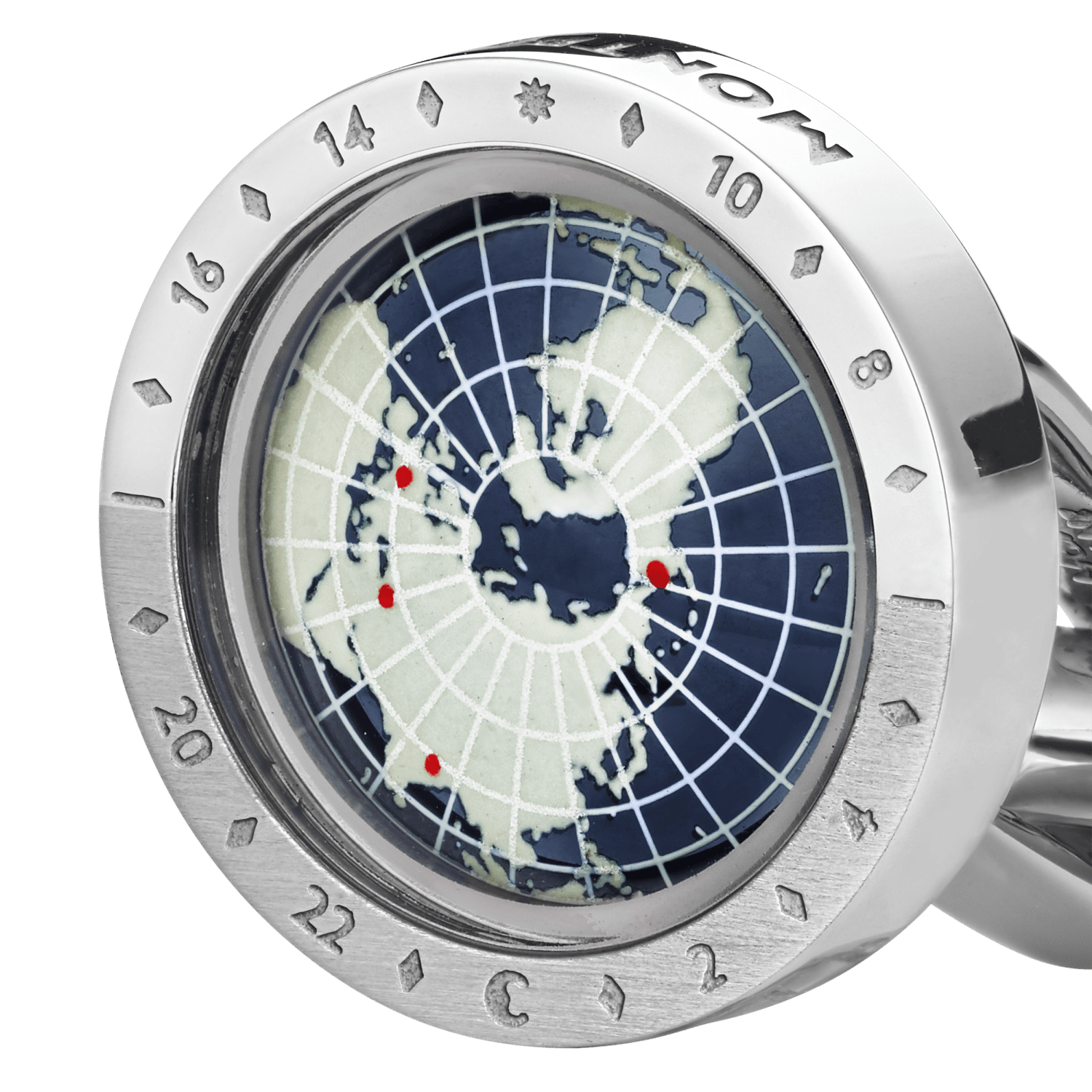 Montblanc gemelli uomo 1858 Geosphere acciaio e resina blu 126165