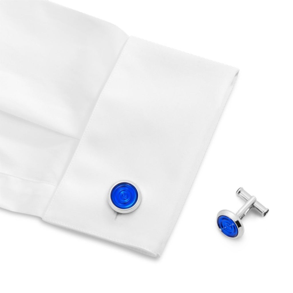 Montblanc gemelli Urban Spirit acciaio con inserto in resina blu 116655
