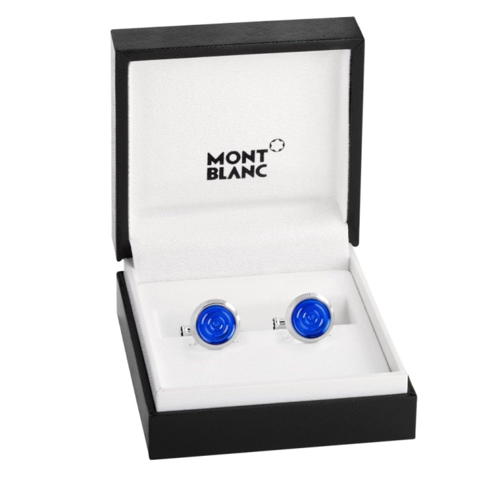Montblanc gemelli Urban Spirit acciaio con inserto in resina blu 116655