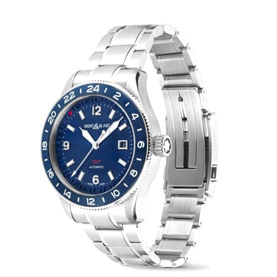Montblanc orologio 1858 GMT 42mm blu automatico acciaio 129616