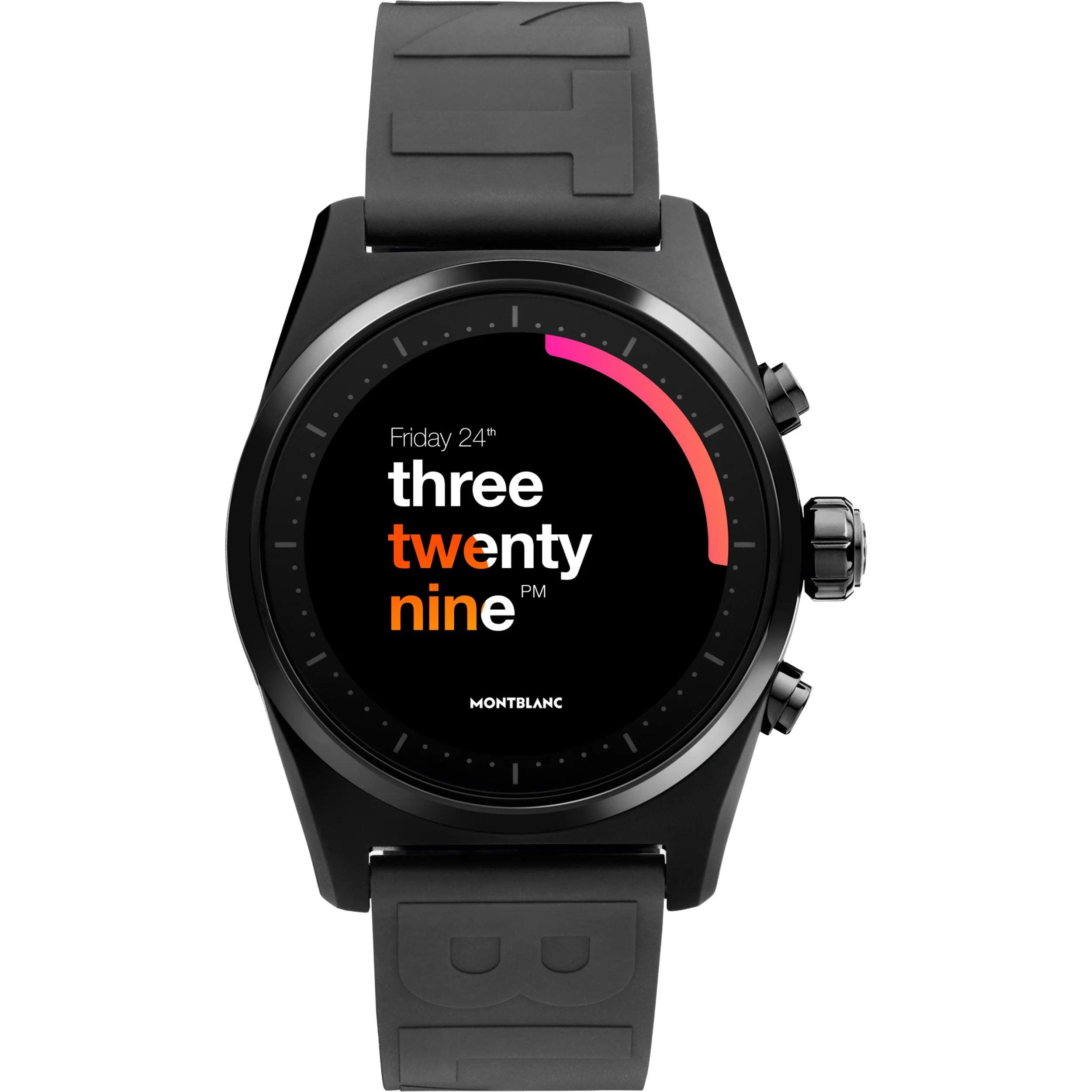 Montblanc orologio smartwatch Summit Lite 43mm in alluminio nero e cinturino in caucciù 128408