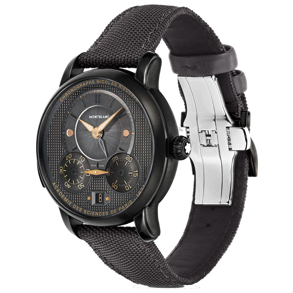 Montblanc orologio Star Legacy Nicolas Rieussec Chronograph edizione limitata 500 pezzi 43mm grigio automatico acciaio finitura DLC nero 130985
