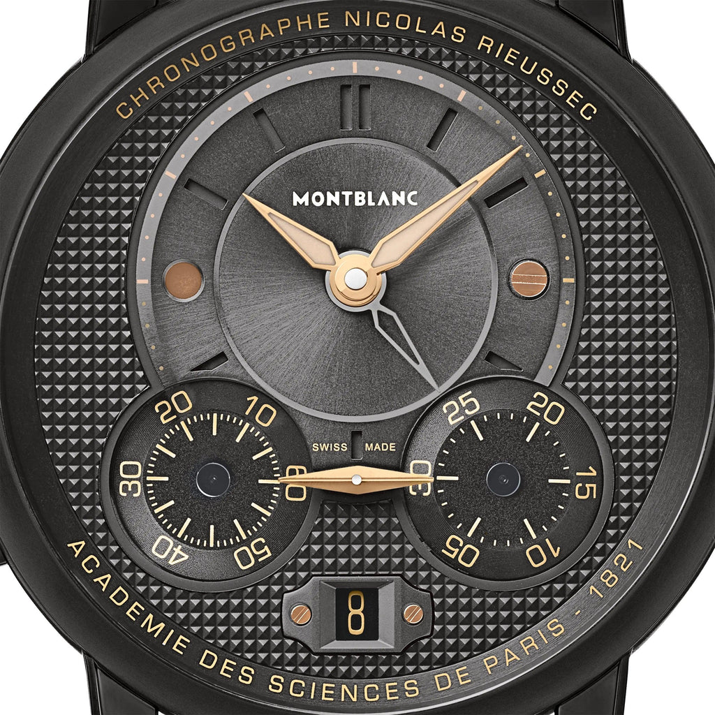 Montblanc orologio Star Legacy Nicolas Rieussec Chronograph edizione limitata 500 pezzi 43mm grigio automatico acciaio finitura DLC nero 130985