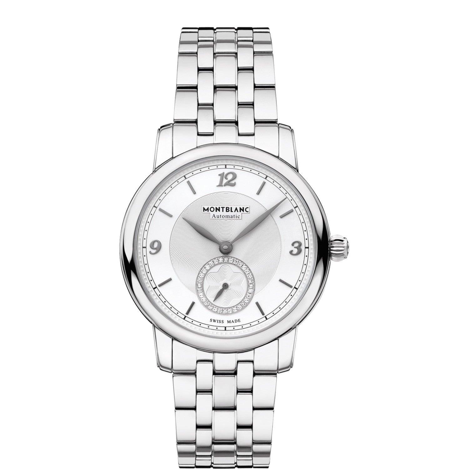 Montblanc orologio Star Legacy Small Second 36mm argento diamanti automatico acciaio 118511