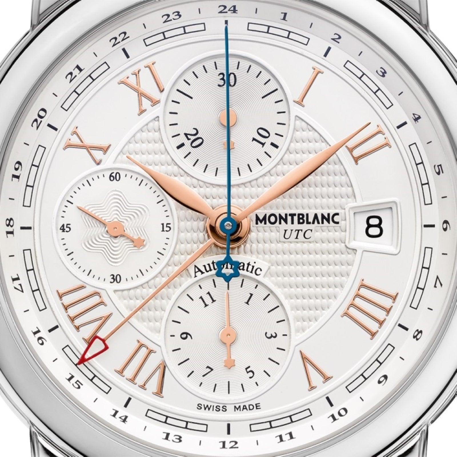 Montblanc orologio Star Roman Chronograph UTC Carpe Diem special edition 42mm argento automatico acciaio 113880