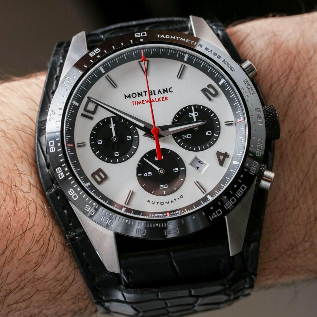 Montblanc orologio Timewalker Chronograph 43mm argento automatico acciaio ceramica nera 118489