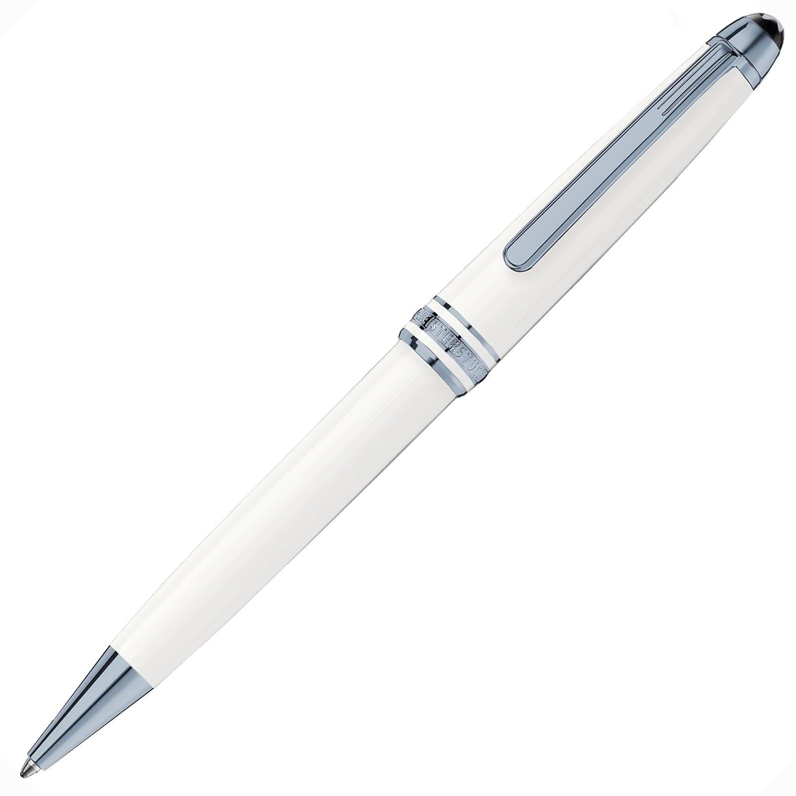 Montblanc penna a sfera Meisterstück Glacier Classique bianca finiture PVD blu 129401
