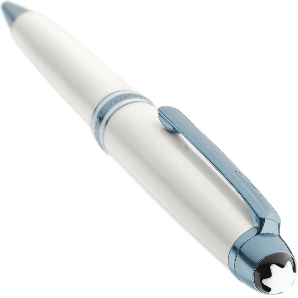 Montblanc penna a sfera Meisterstück Glacier Classique bianca finiture PVD blu 129401